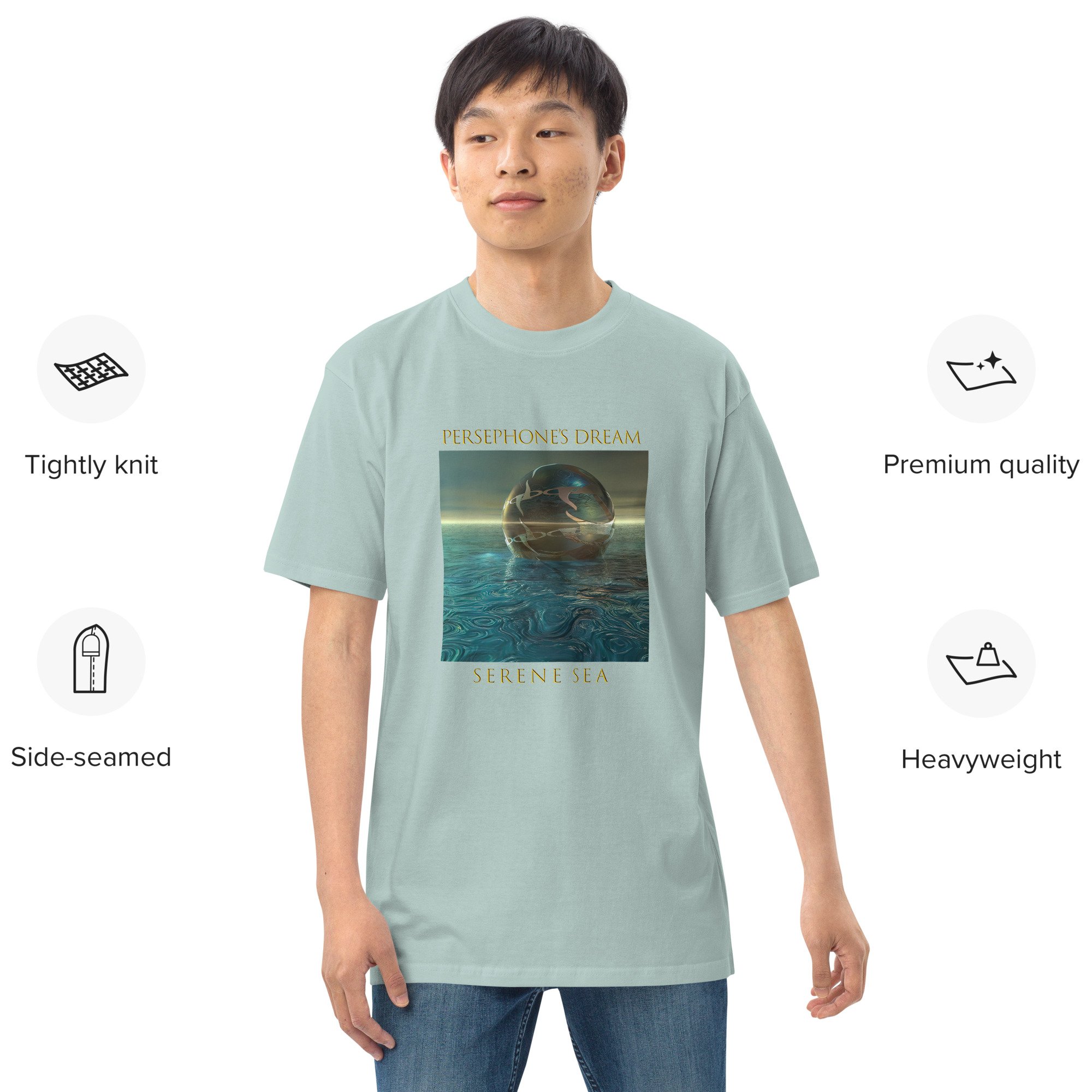 Persephone's Dream "Serene Sea" Men’s Premium Heavyweight Tee - Image 4